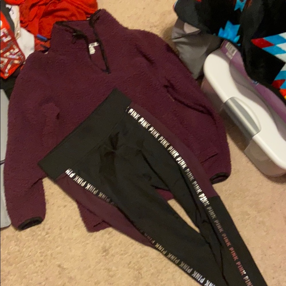 Victoria secret pink outfit Sherpa leggings